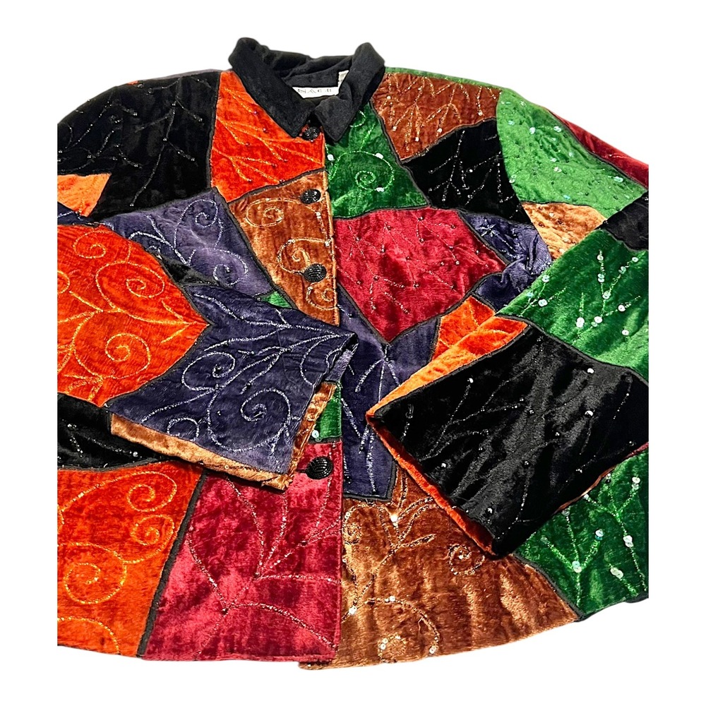 Anage Womens Patchwork Velvet Sequins Jacket Blaz… - image 5